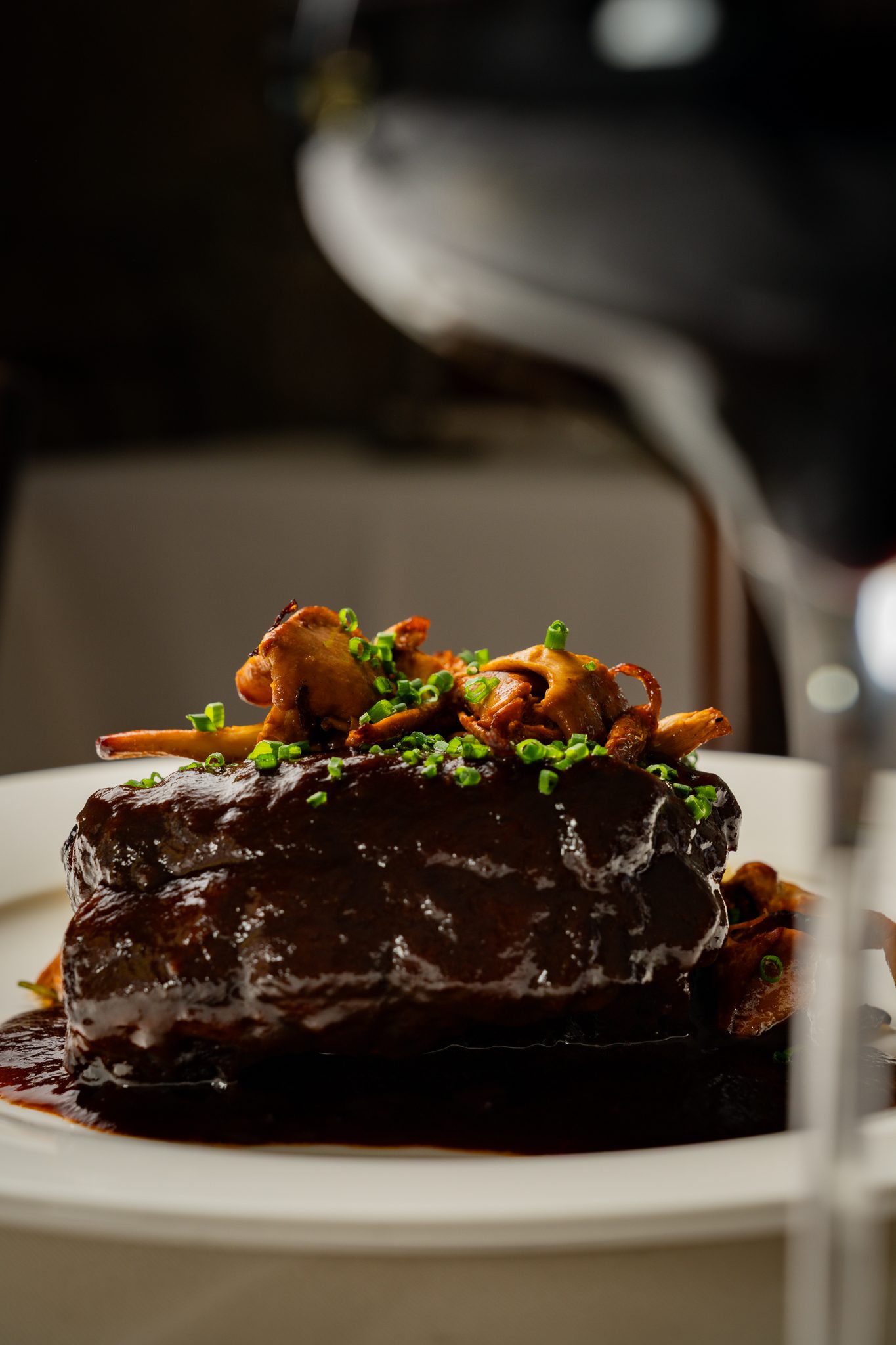 A meat dish dressed with sauce