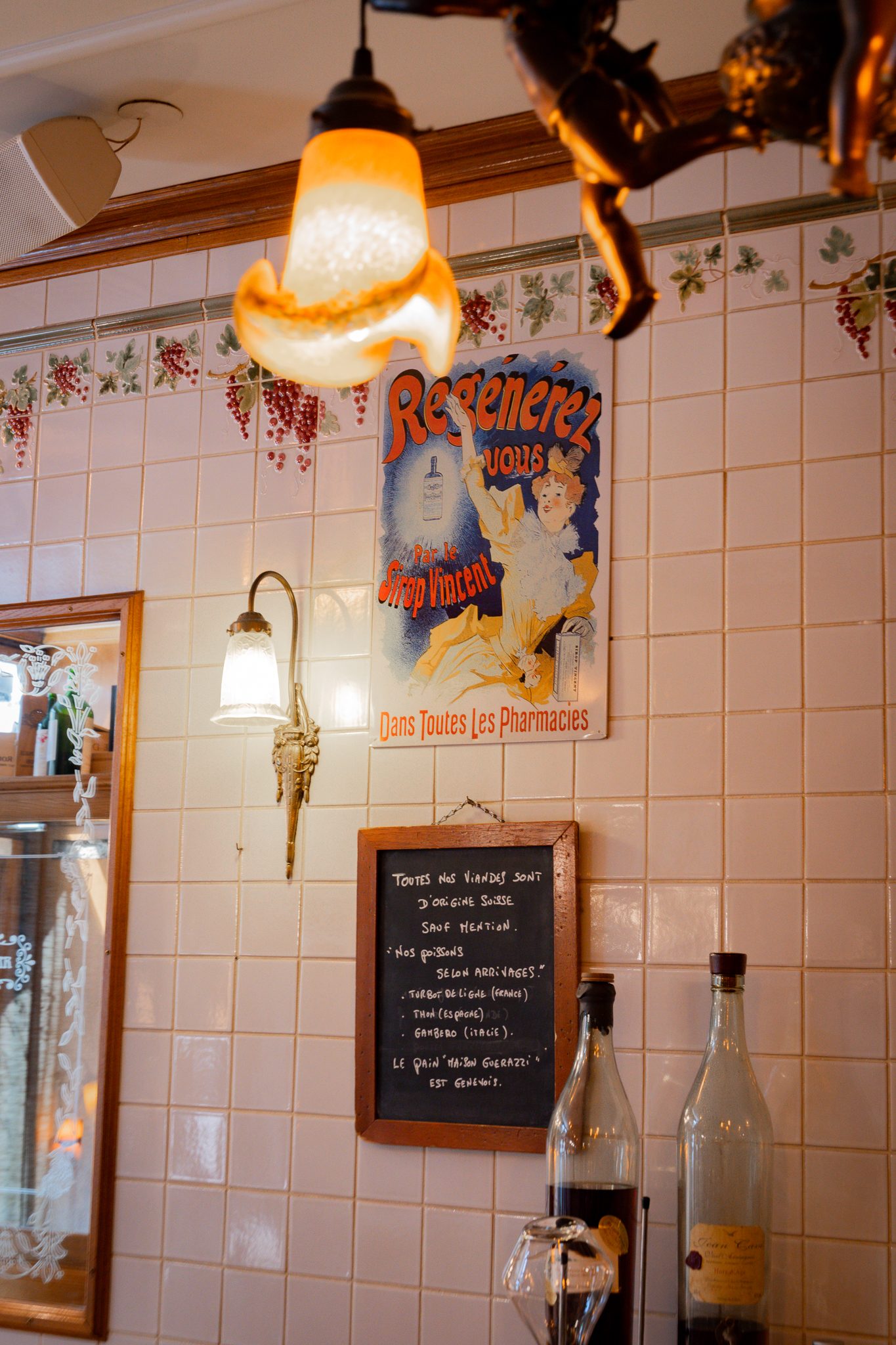 A vintage poster and the day’s chalkboard